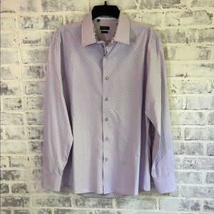 Rosso Milano Italy Men’s Dress Shirt Purple L 16.5 L/S Reversible Cuff Button Up